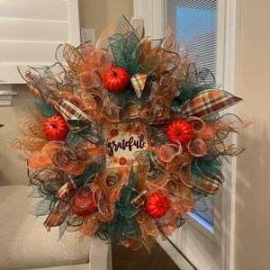 19” Fall Thanksgiving door wreath Grateful